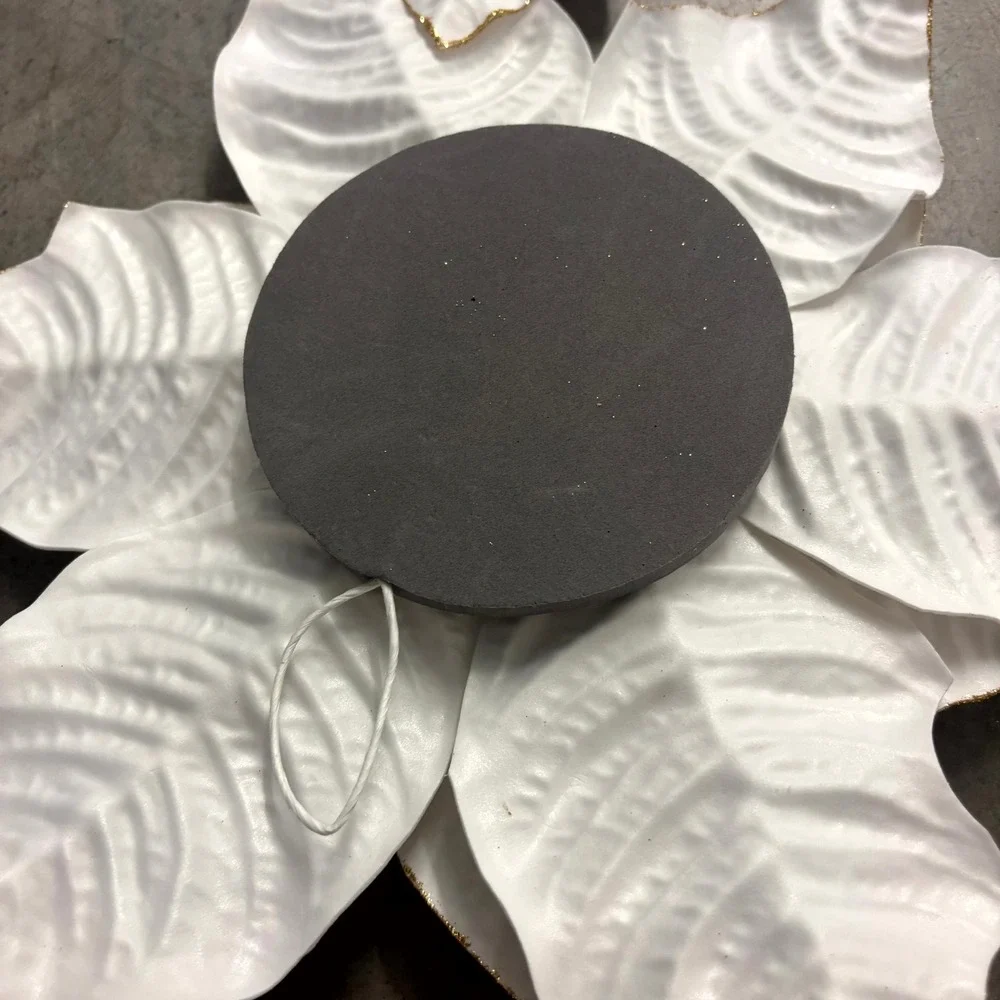 White Gold Poinsettia Christmas Ornaments Magnets Set of 4 Holiday Floral Decor